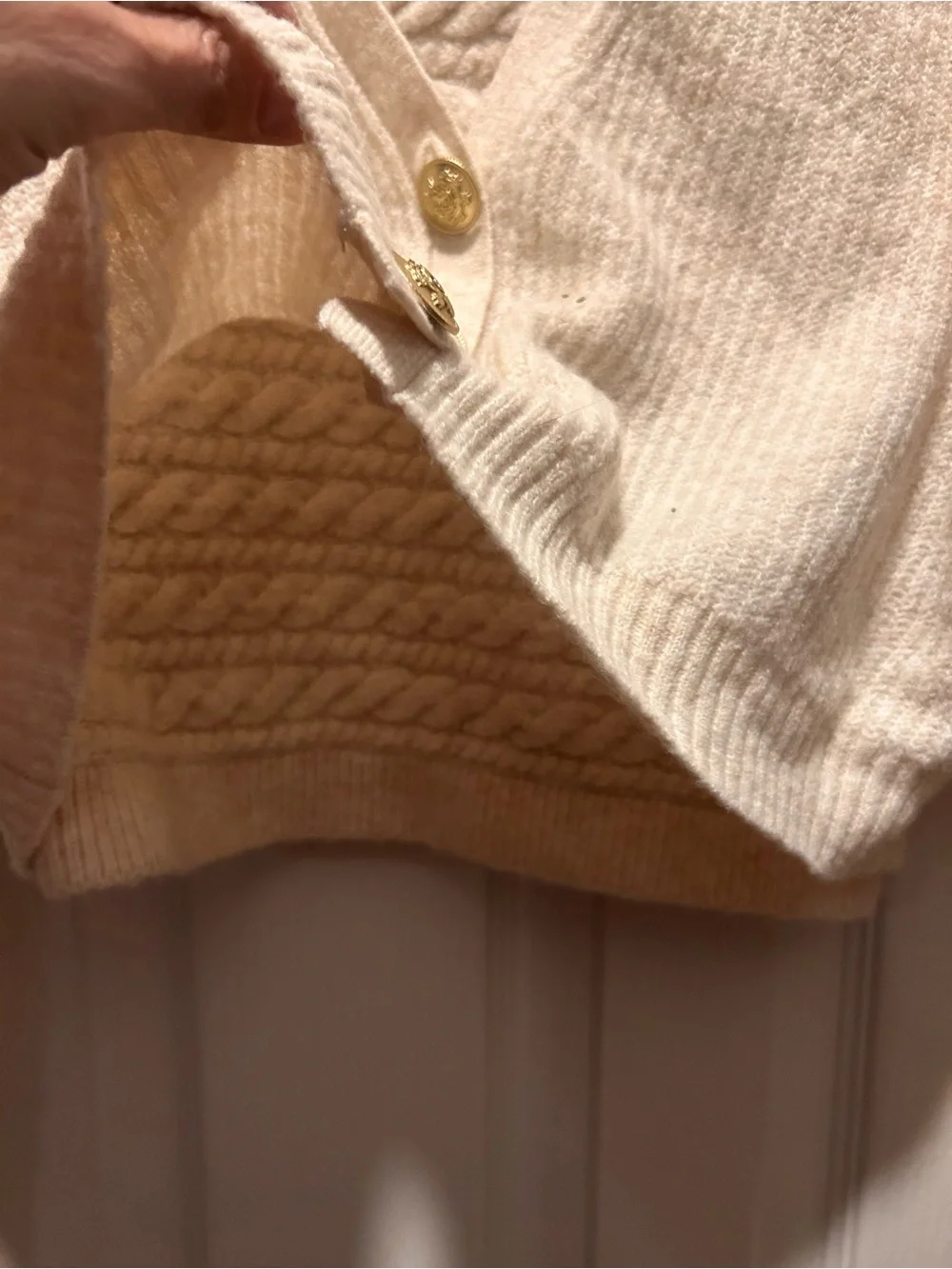 J. Crew Cream Cable-Detail Button Cardigan with matching tank top sweater